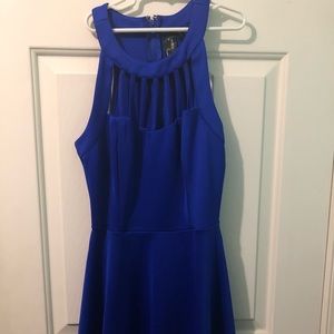 Blue midi dress straps front